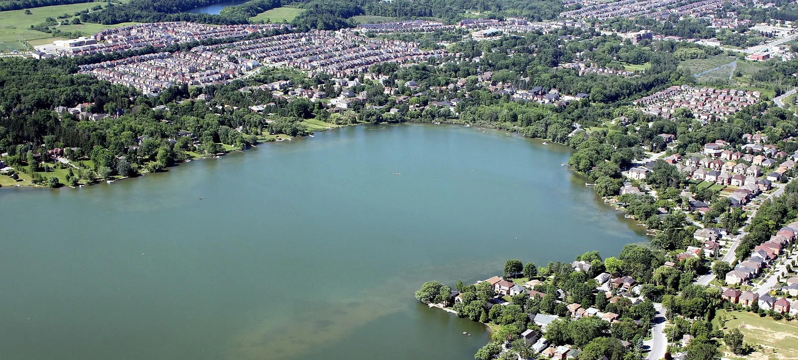Aerial view of Lake Wilcox and the Oak Ridges community in Richmond Hill